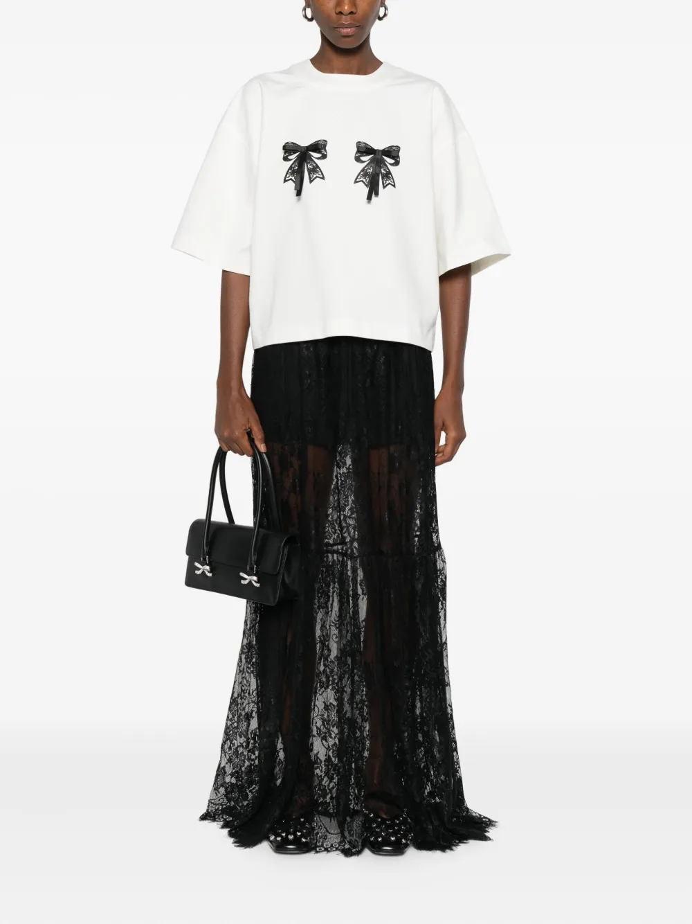 HAMZA Snowflake lace maxi skirt - Zwart