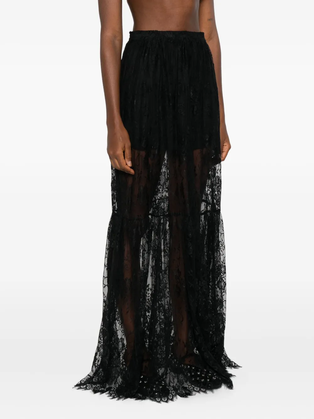 HAMZA Snowflake maxi-rok met kant Zwart