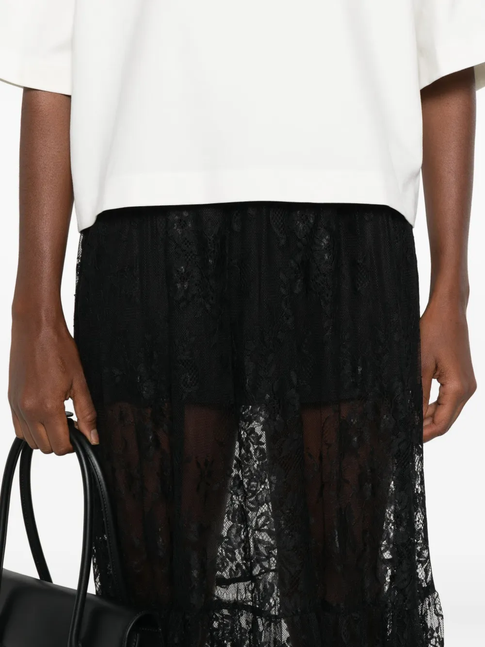 HAMZA Snowflake maxi-rok met kant Zwart