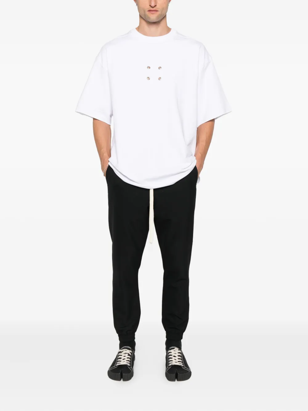 HAMZA Oversized II eyelet-detail T-shirt - Wit