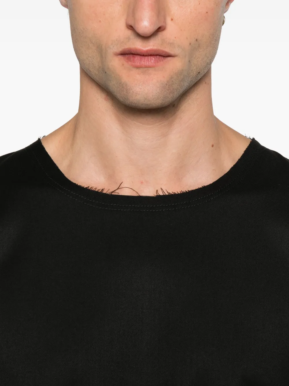 Hamza Frayed-hem T-shirt In Black