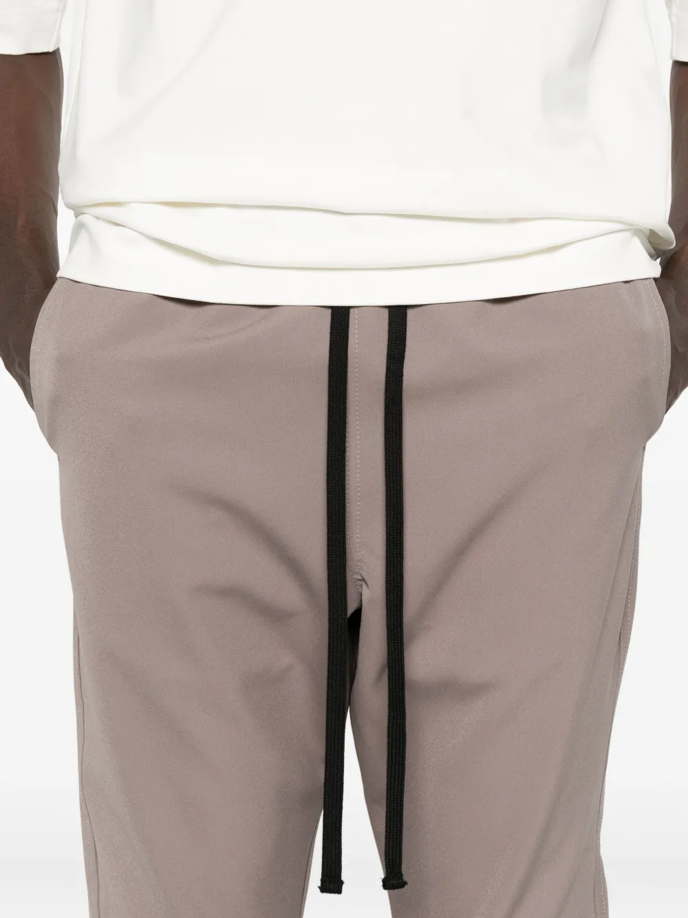 Hamza Sicily Elastic-cuffed Drawstring Trackpants In Brown
