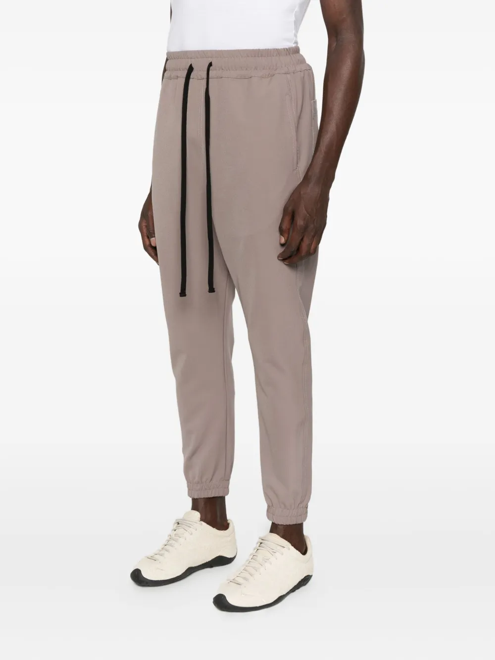 Hamza Sicily Elastic-cuffed Drawstring Trackpants In Brown