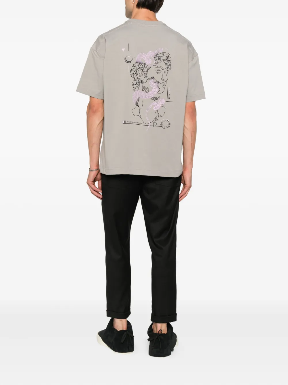 HAMZA logo-print crew-neck T-shirt - Grijs