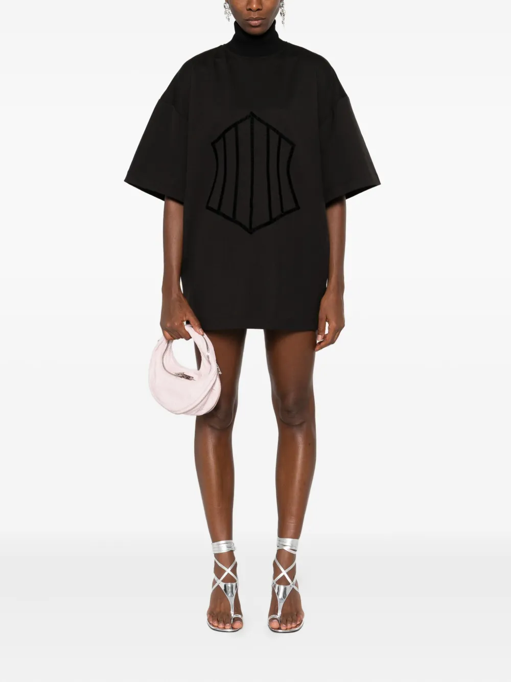 Hamza Bella High-neck Mini Dress In Black