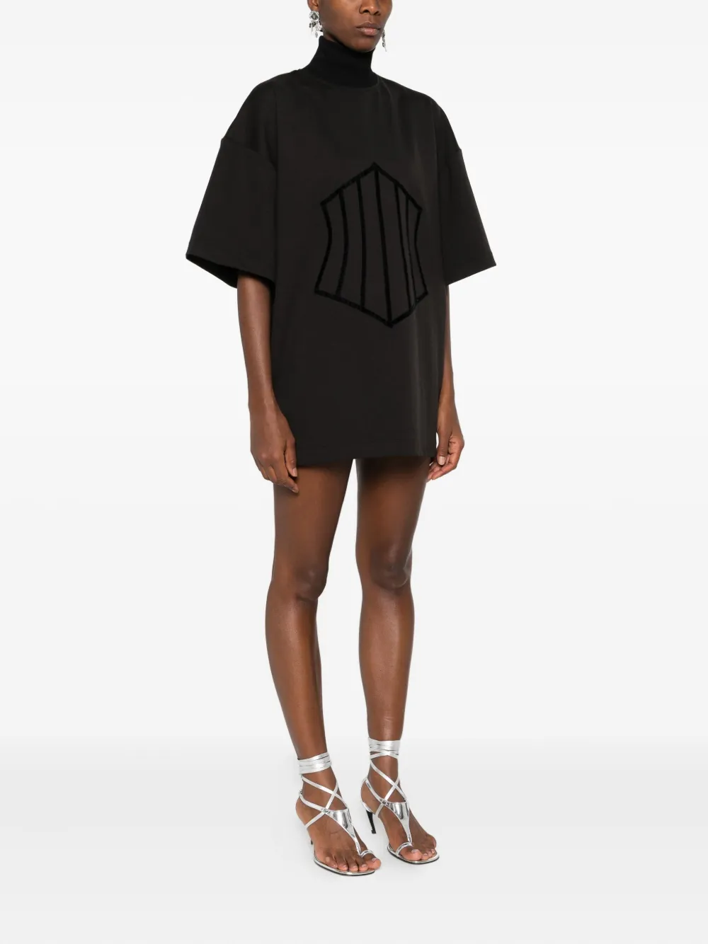 HAMZA Bella mini-jurk met hoge hals Zwart