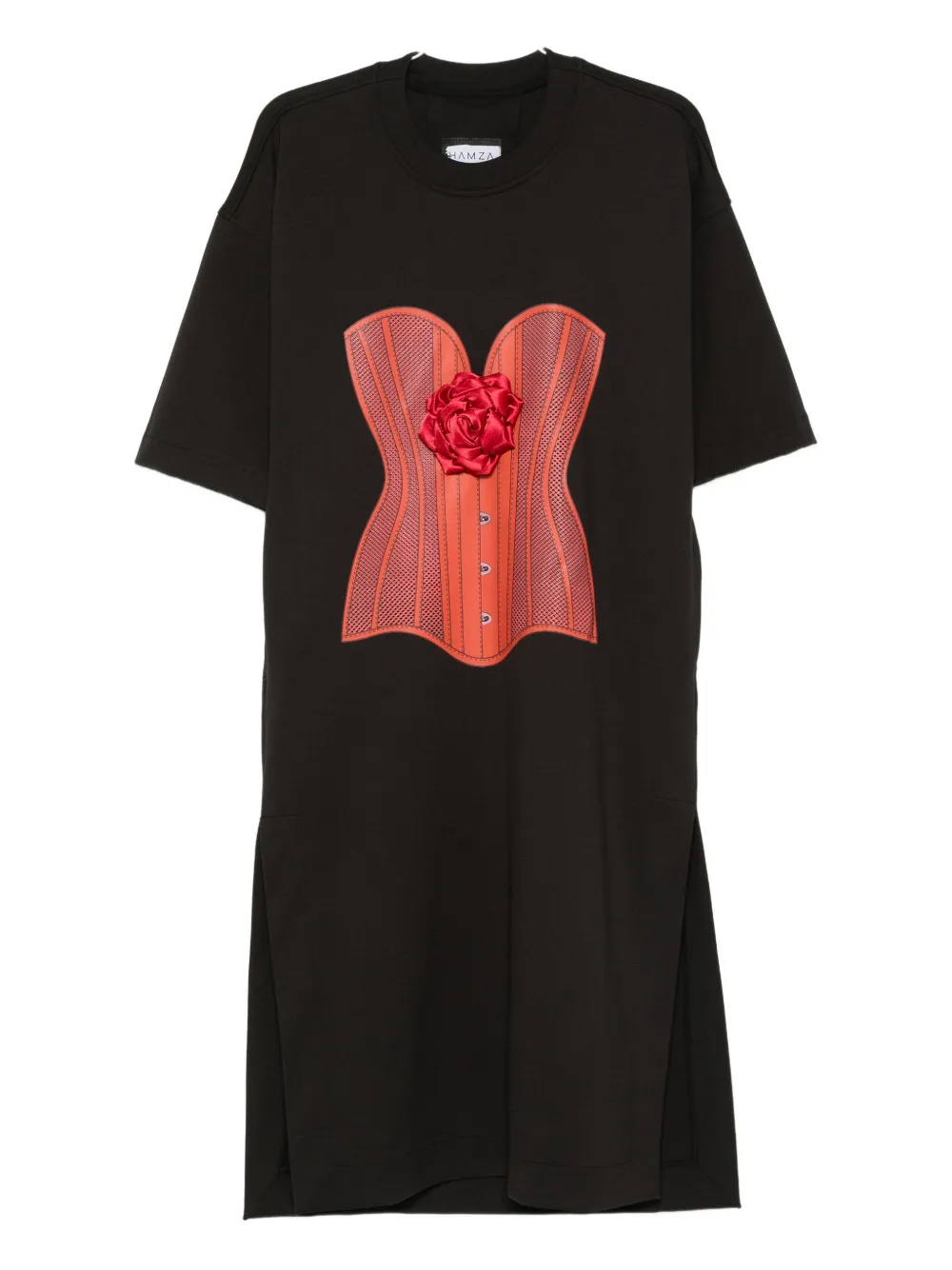 Hamza Amalfi Printed Mini Dress In Black