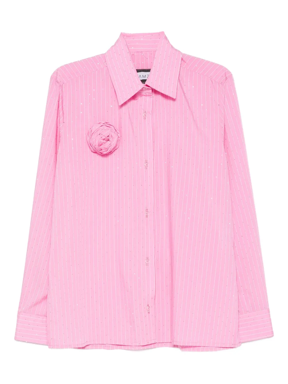 HAMZA Blouse verfraaid met rozen en krijtstreep