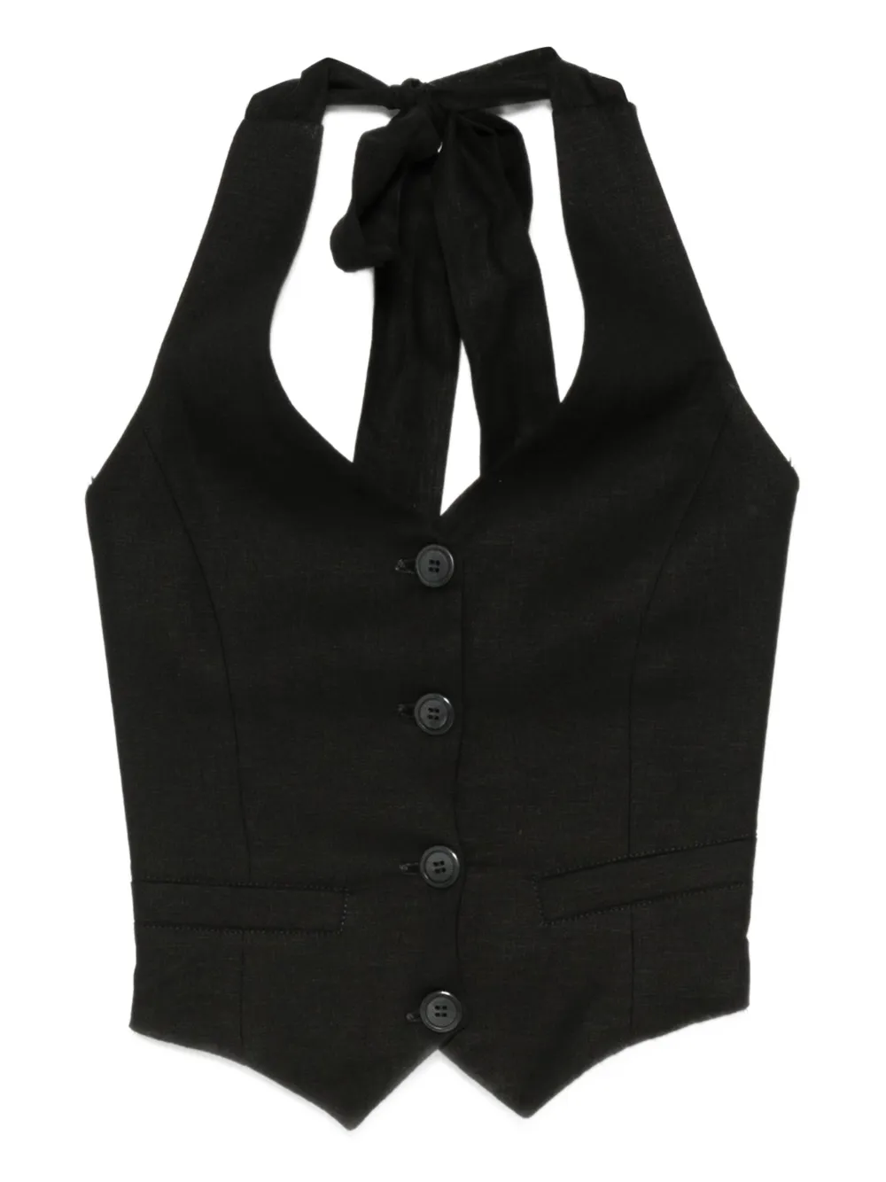 HAMZA Skipper halter-neck buttoned vest | Black | Image 1