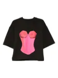 HAMZA Belle rose-corset print T-shirt - Black