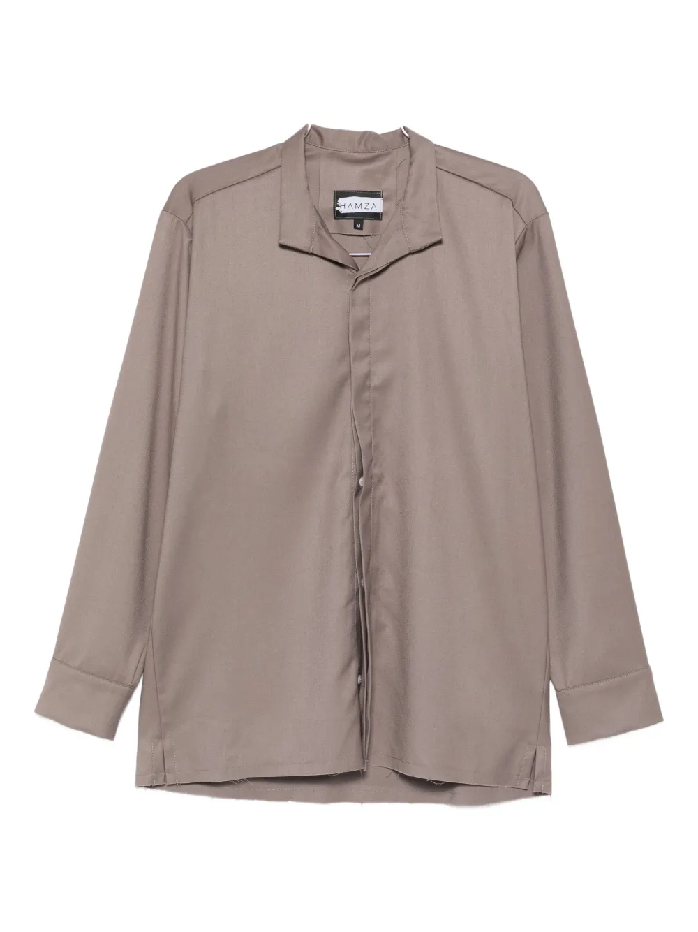 Hamza Thom Frayed-hem Collared Shirt In Brown