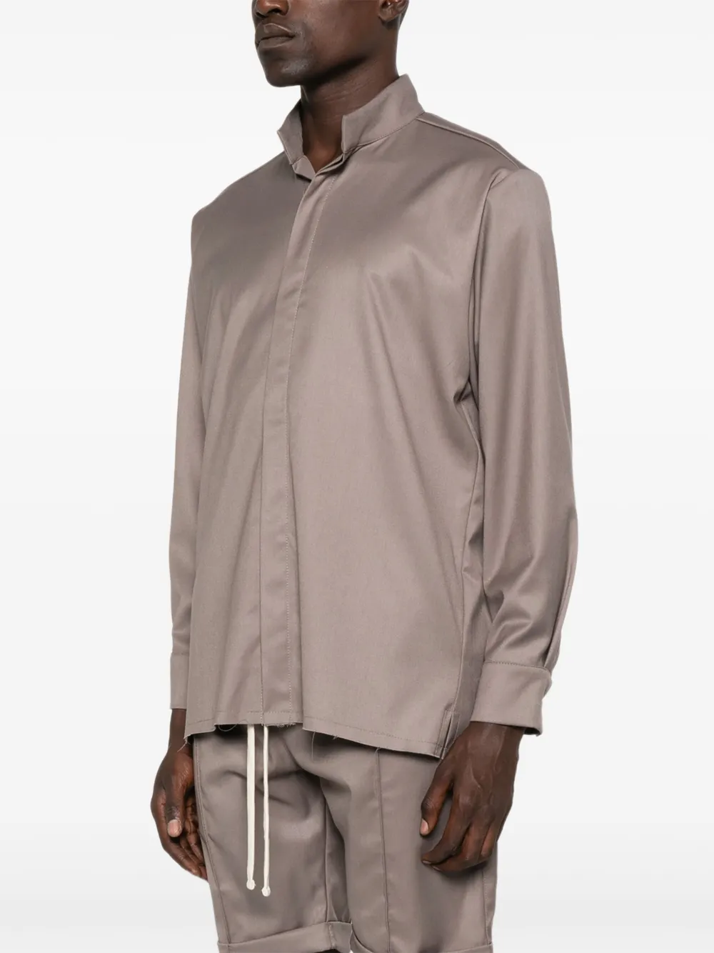  Hamza Thom Frayed-hem Collared Shirt - Neutrals 