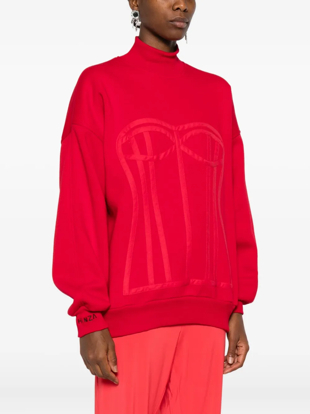 Hamza Corset-detail Sweatshirt In Red