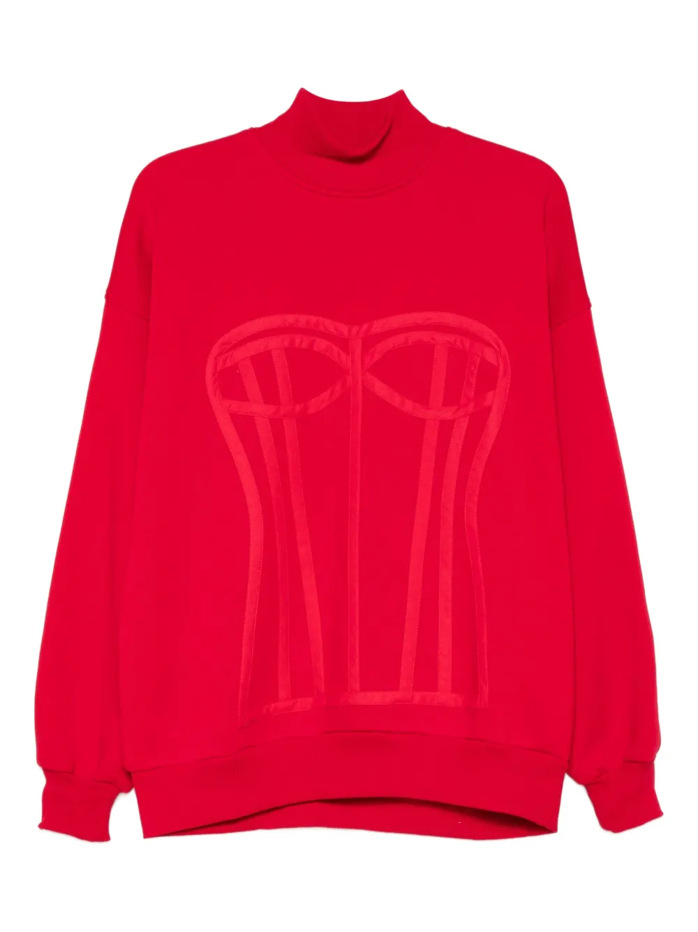 HAMZA corset-detail sweatshirt | Red | Image 1