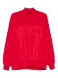 HAMZA corset-detail sweatshirt - Red