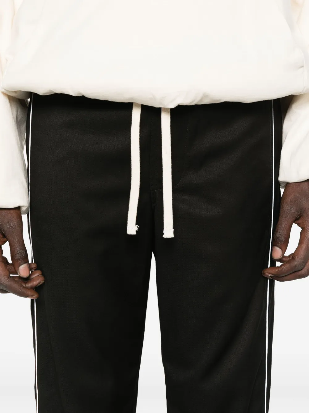 Hamza Side-stripe Drawstring Trousers In Black