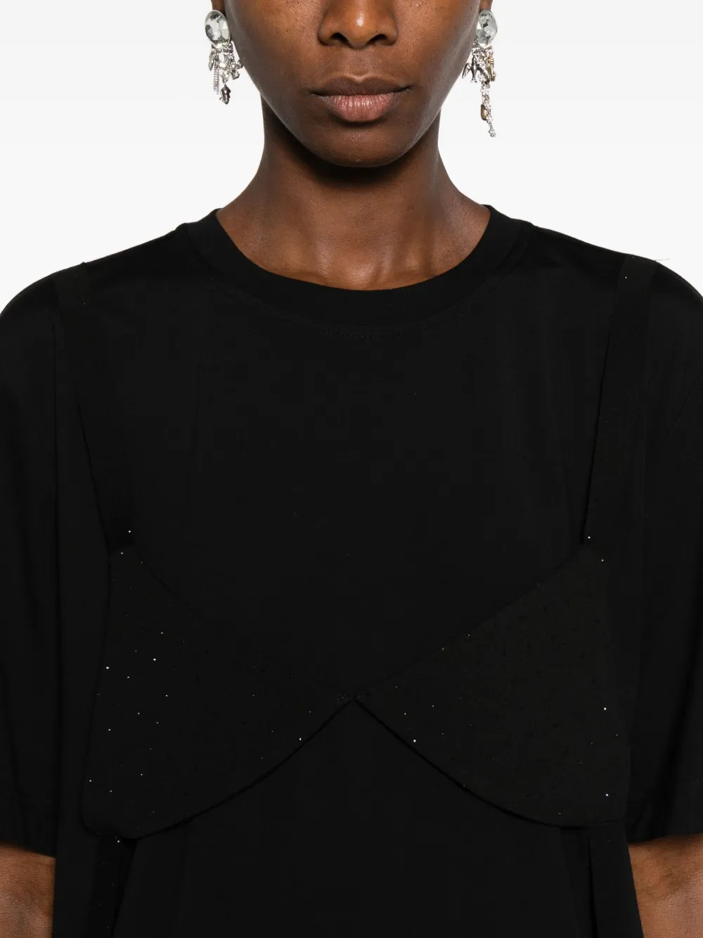Hamza Riri Embellished Bra-detail T-shirt In Black