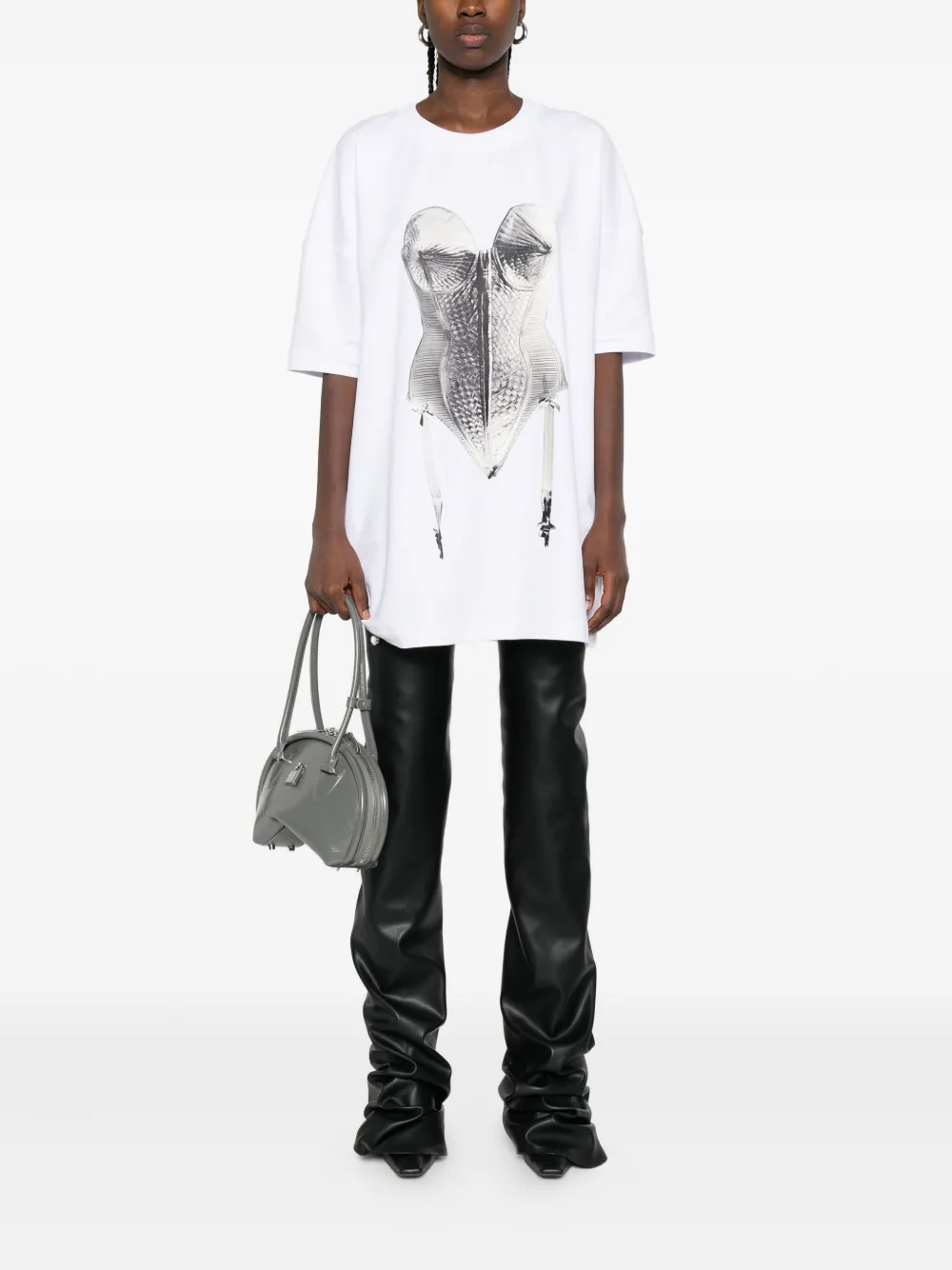 HAMZA x Madonna corset-print T-shirt mini day dress - Wit