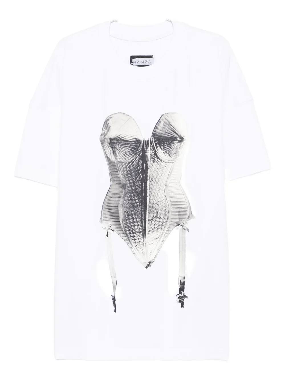 HAMZA x Madonna corset-print T-shirt mini day dress - Bianco
