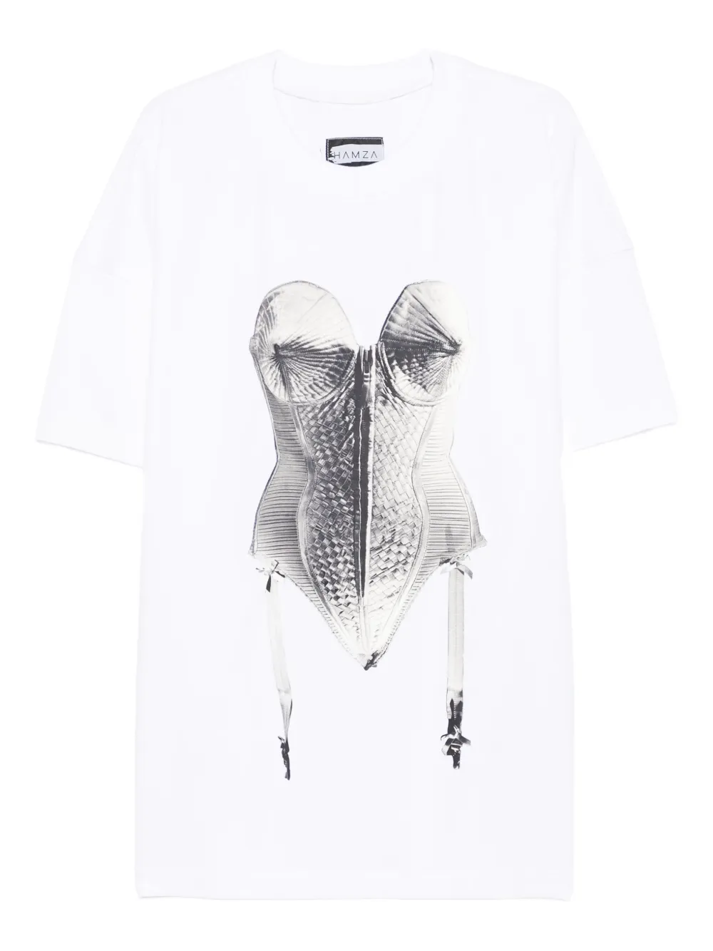 HAMZA x Madonna corset-print T-shirt mini day dress | White | Image 1