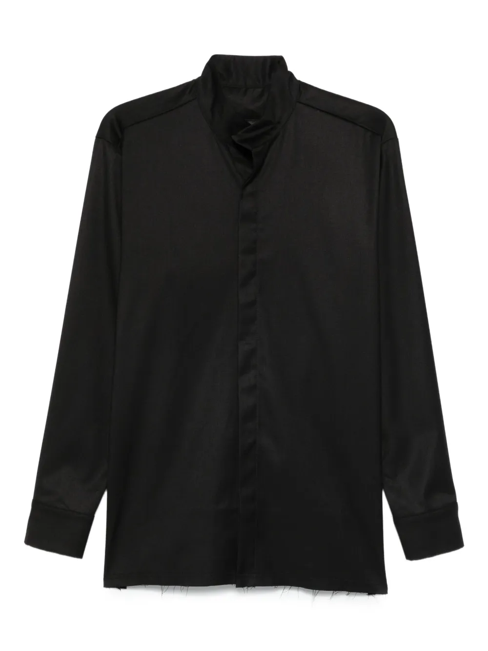 HAMZA frayed-hem mandarin-collar shirt | Black | Image 1