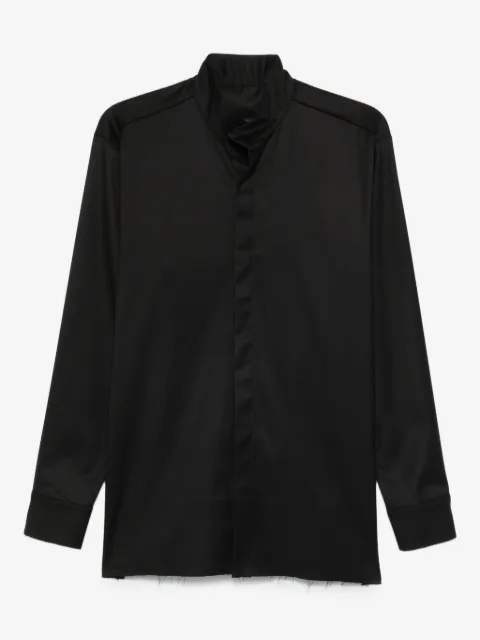 HAMZA frayed-hem mandarin-collar shirt