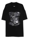 HAMZA Dolce buckled-corset print T-shirt mini day dress - Black
