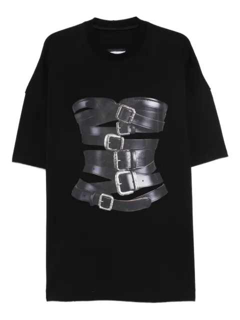 HAMZA Dolce buckled-corset print T-shirt mini day dress