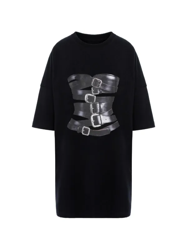 HAMZA Dolce buckled-corset Print T-shirt Mini Day Dress | Black | FARFETCH  JO