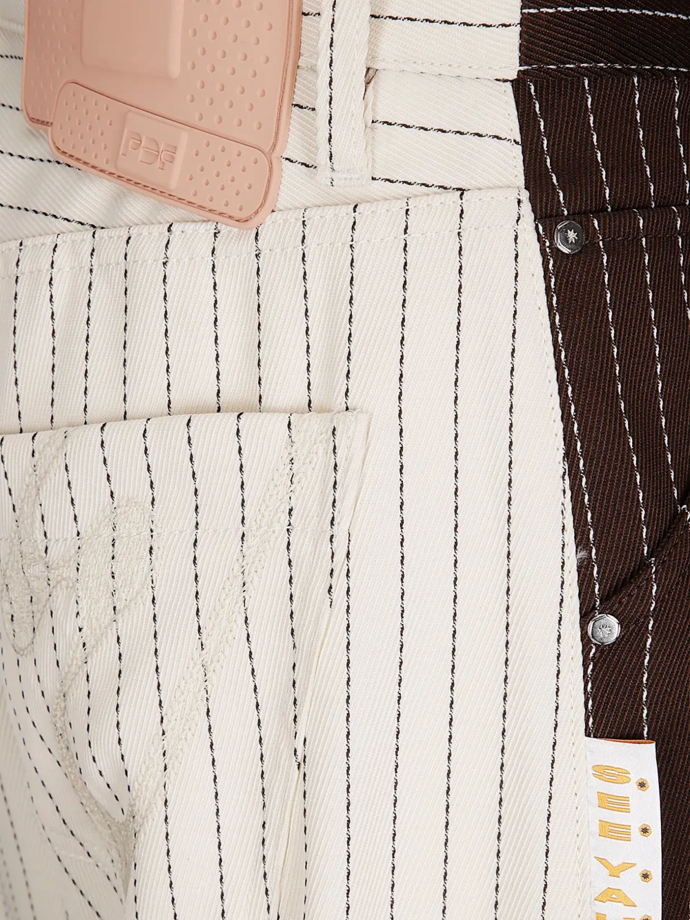  Pdf Pinstripe Colorblock Trousers - Neutrals 
