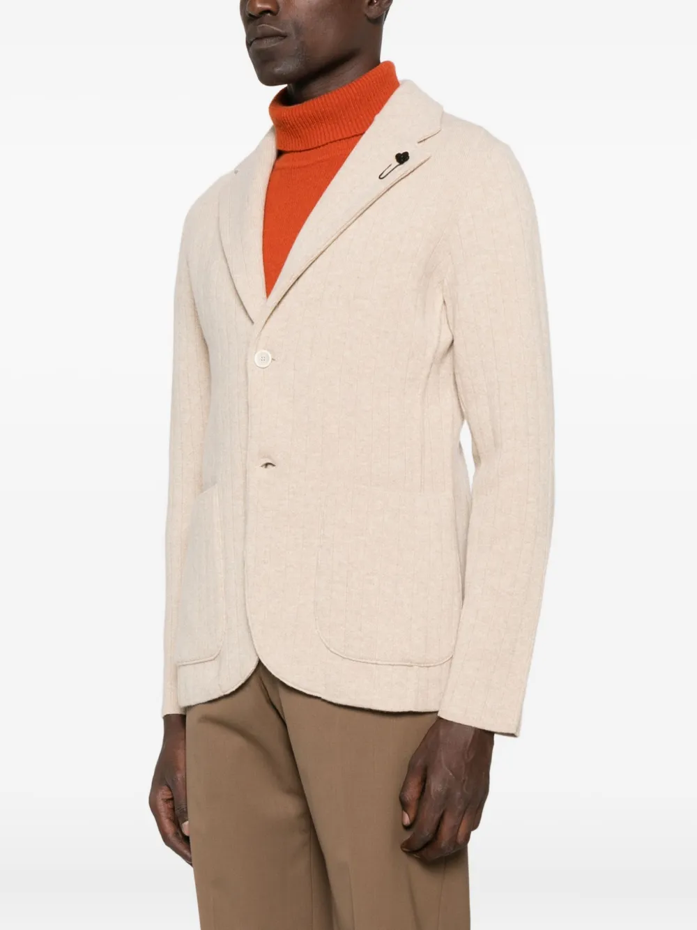 Lardini Single-breasted Wool Blend Blazer In Neutral