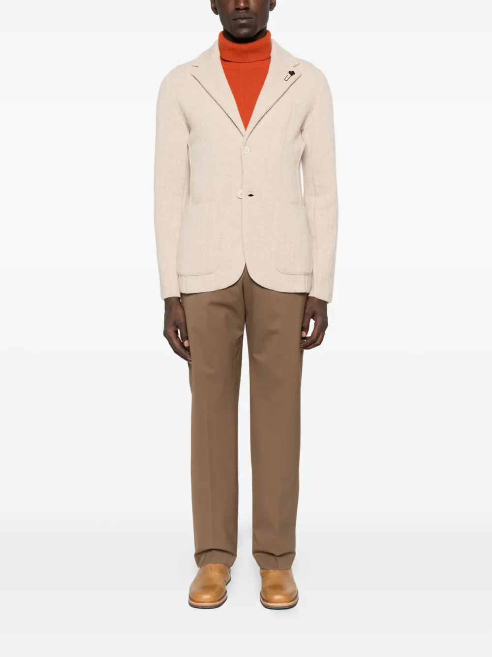 Lardini Single-breasted Wool Blend Blazer In Neutral
