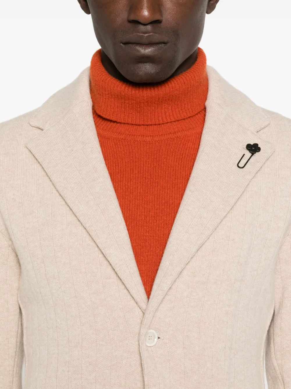 Lardini Single-breasted Wool Blend Blazer In Neutral