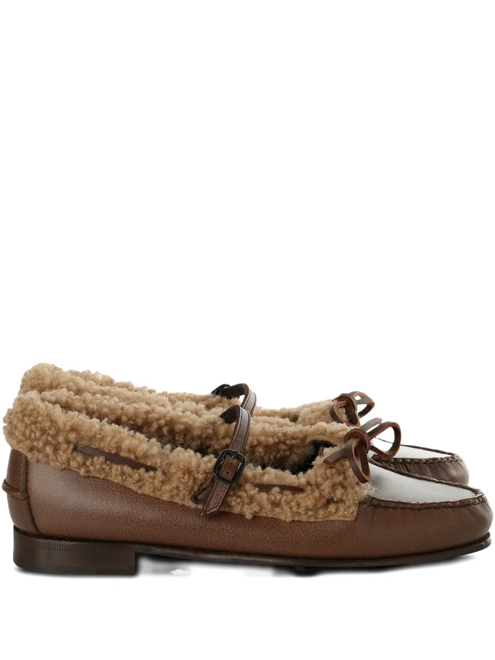 Hereu shearling-trimmed buckle loafers Brown