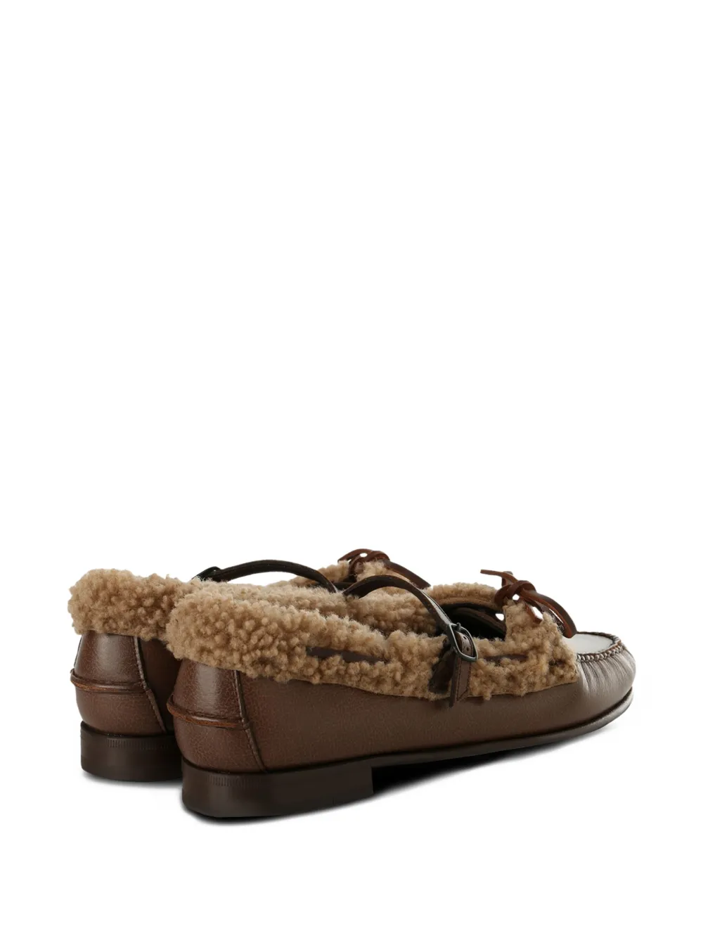 Hereu shearling-trimmed buckle loafers Brown