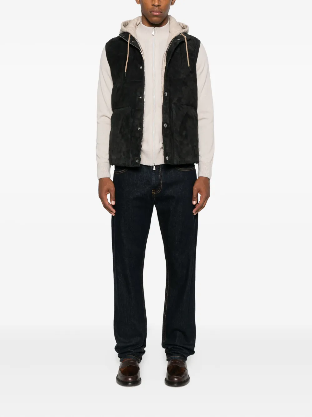 Eleventy High-neck Zip-up Cardigan In Neutral