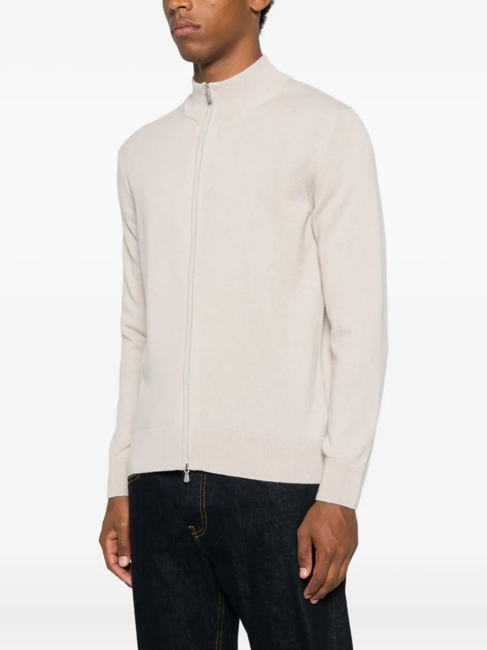 Eleventy High-neck Zip-up Cardigan In Neutral