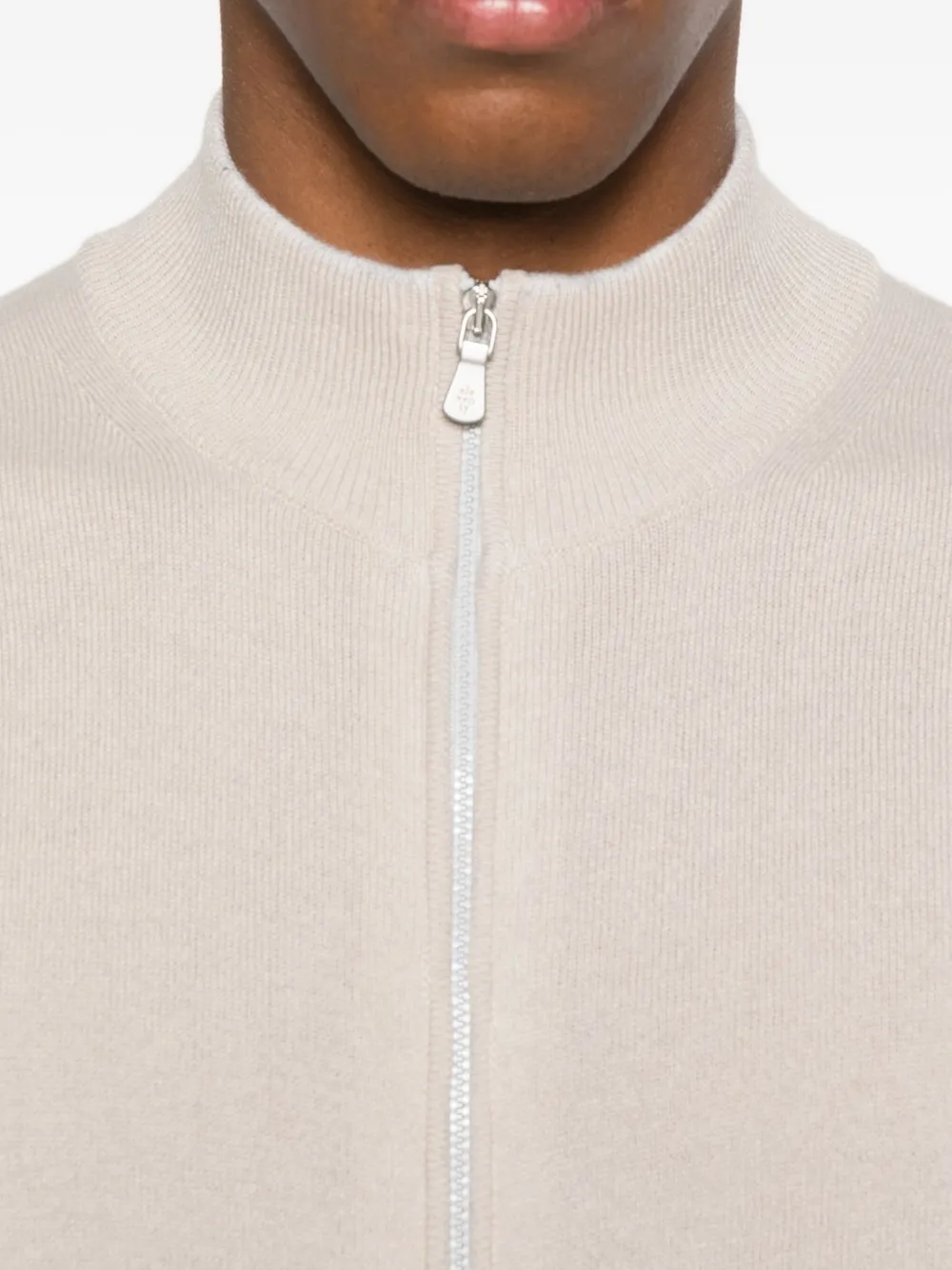 Eleventy High-neck Zip-up Cardigan In Neutral