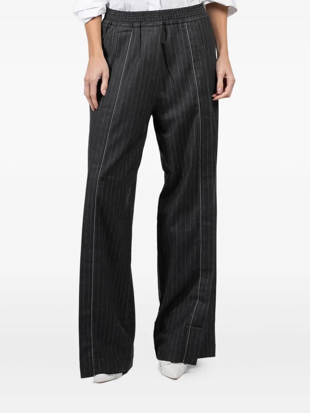 Isabel Benenato Pinstriped Trousers In Black