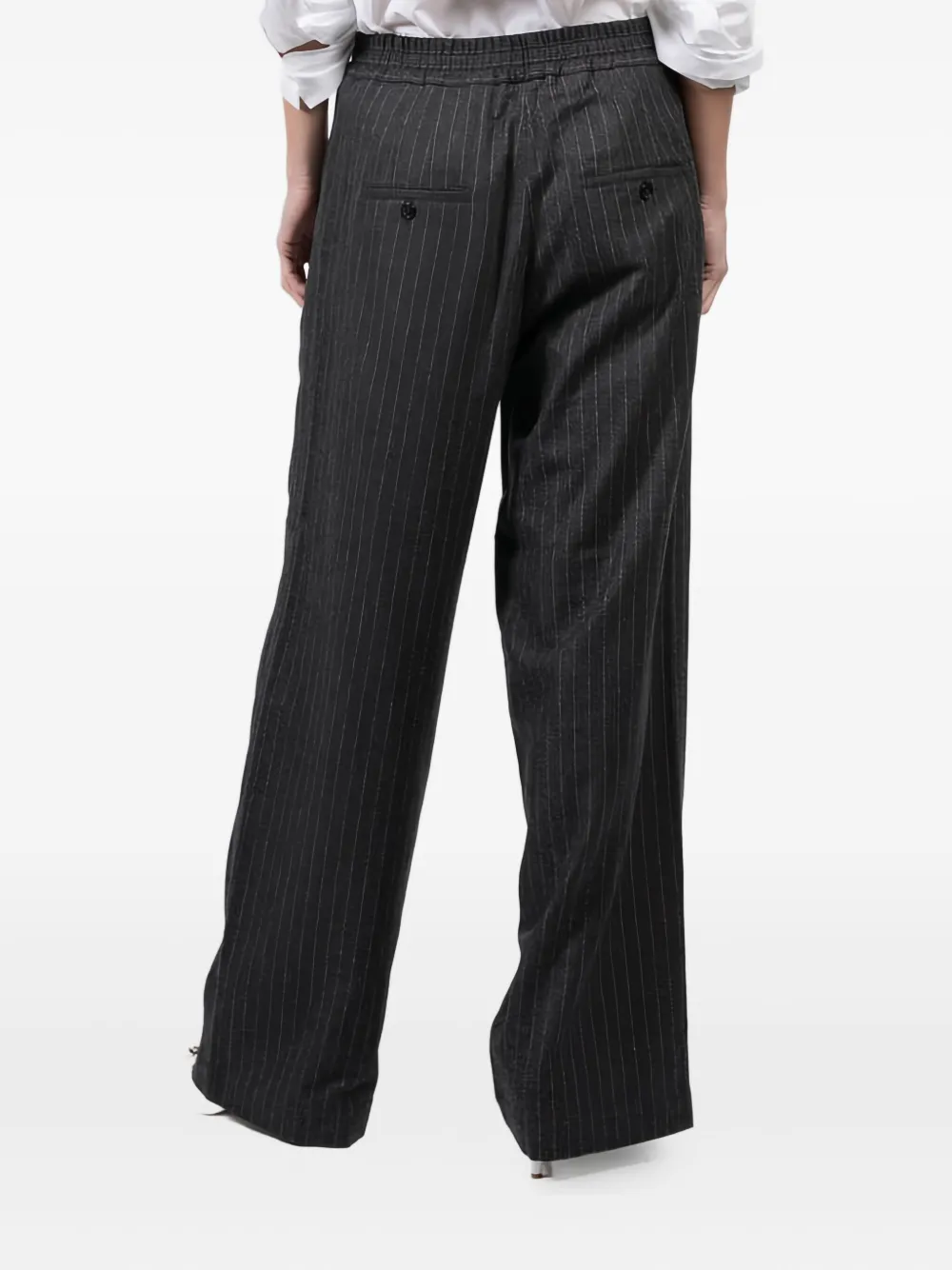 Isabel Benenato Pinstriped Trousers In Black