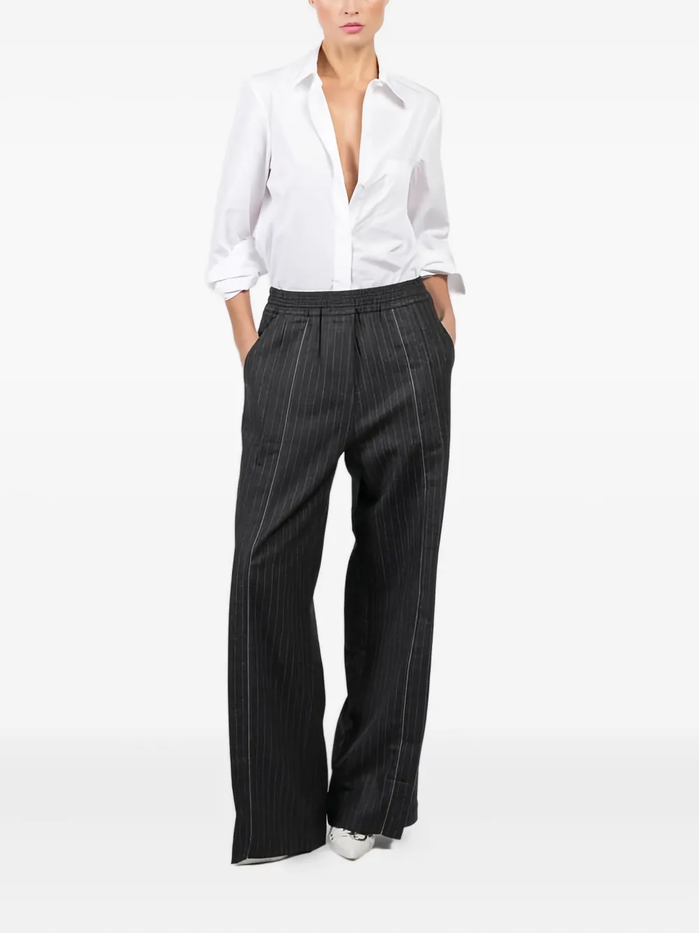 Isabel Benenato pinstriped trousers - Grijs