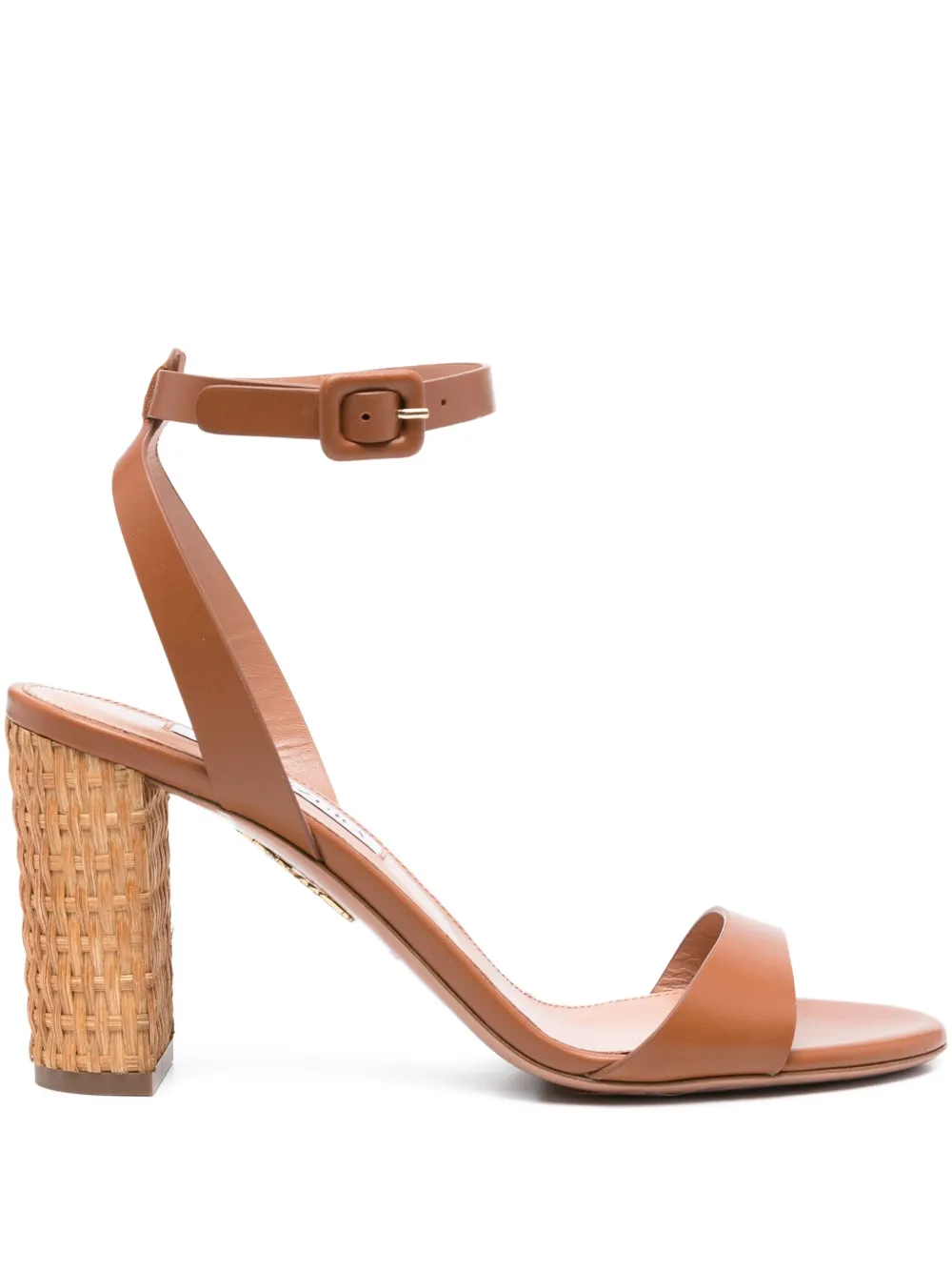 Aquazzura 85mm Sunseeker woven-block leather sandals Brown