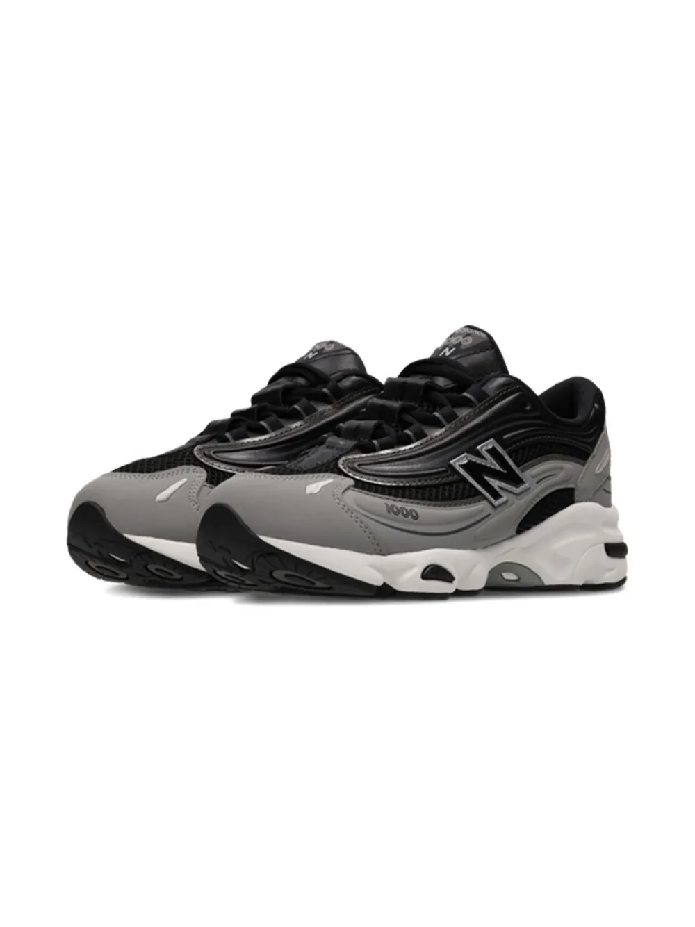 New Balance Kids 1000 lace-up metallic-effect sneakers Black