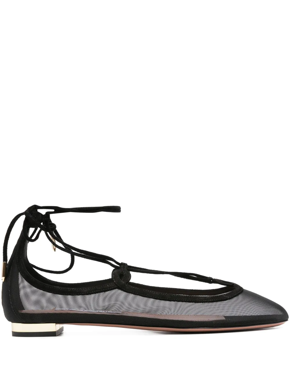 Aquazzura lace-up mesh flat pumps Black