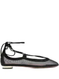 Aquazzura lace-up mesh flat pumps - Black