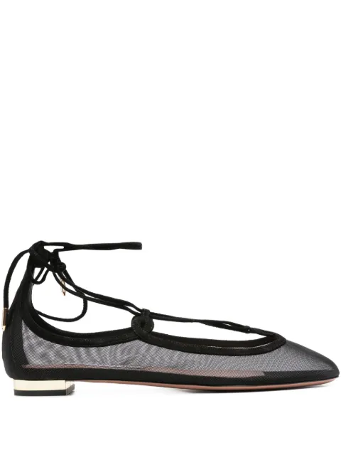 Aquazzura lace-up mesh flat pumps 