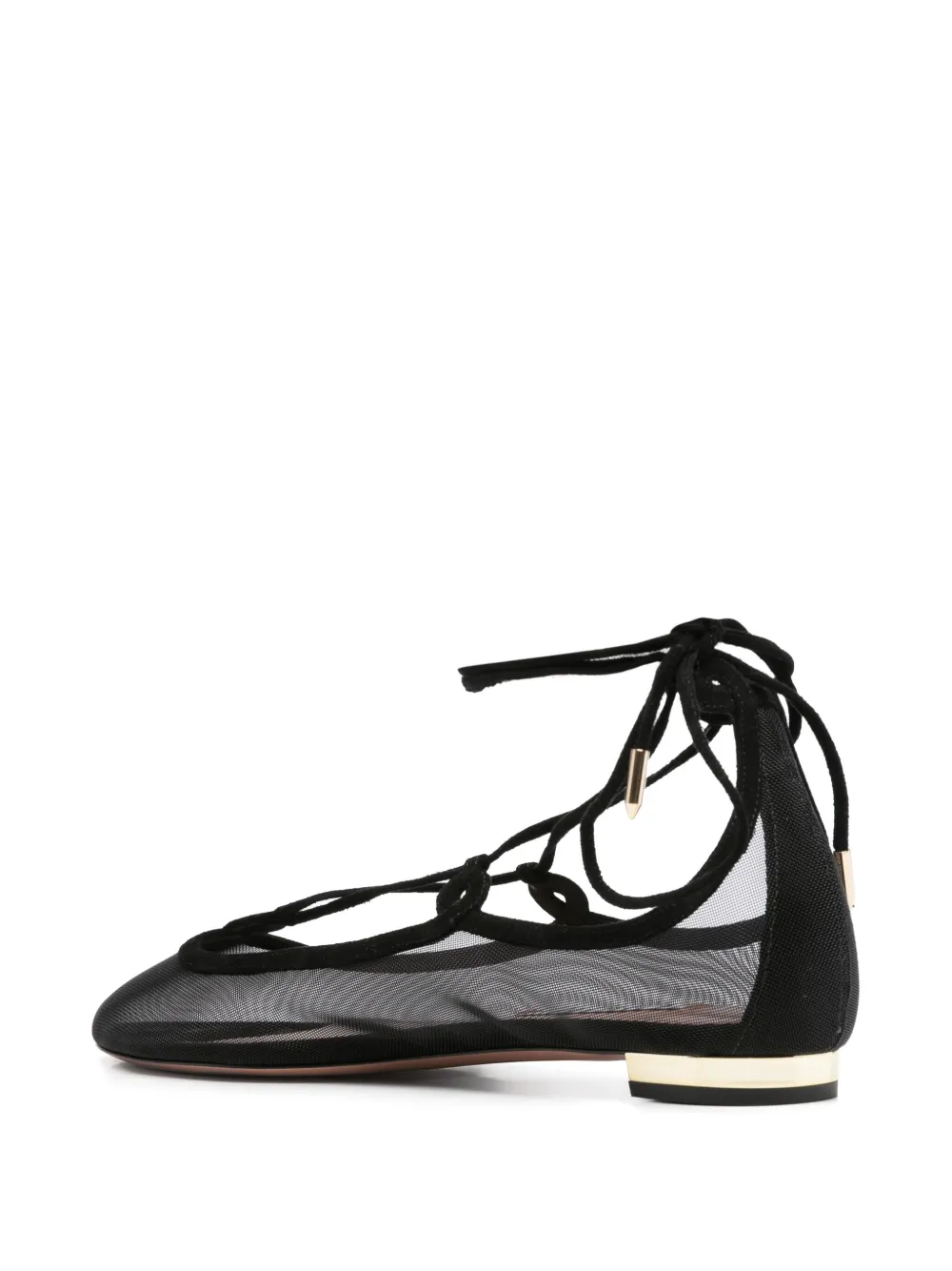 Aquazzura lace-up mesh flat pumps Black