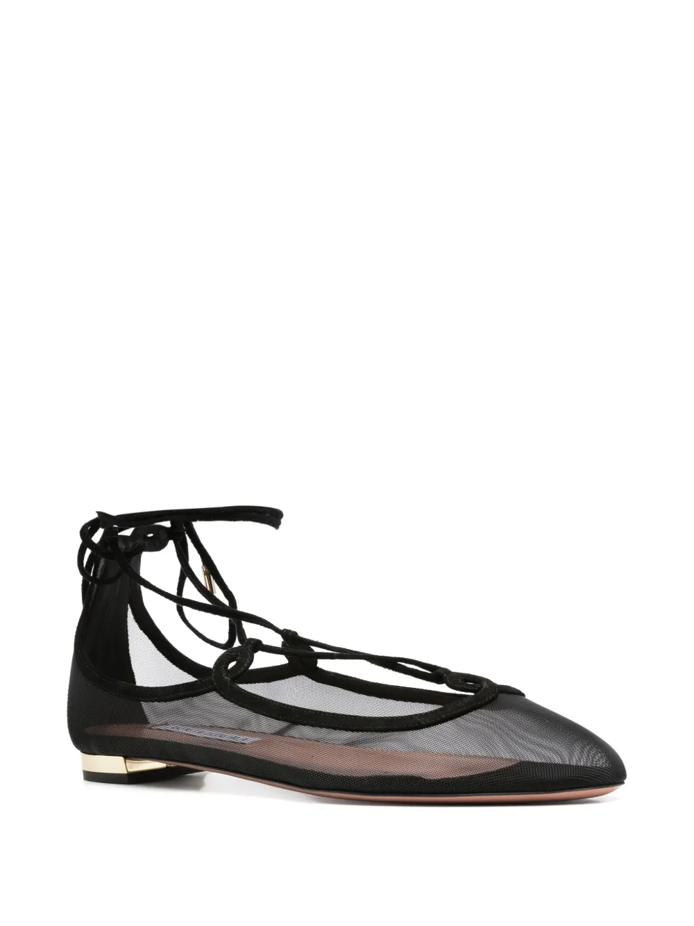 Aquazzura lace-up mesh flat pumps Black