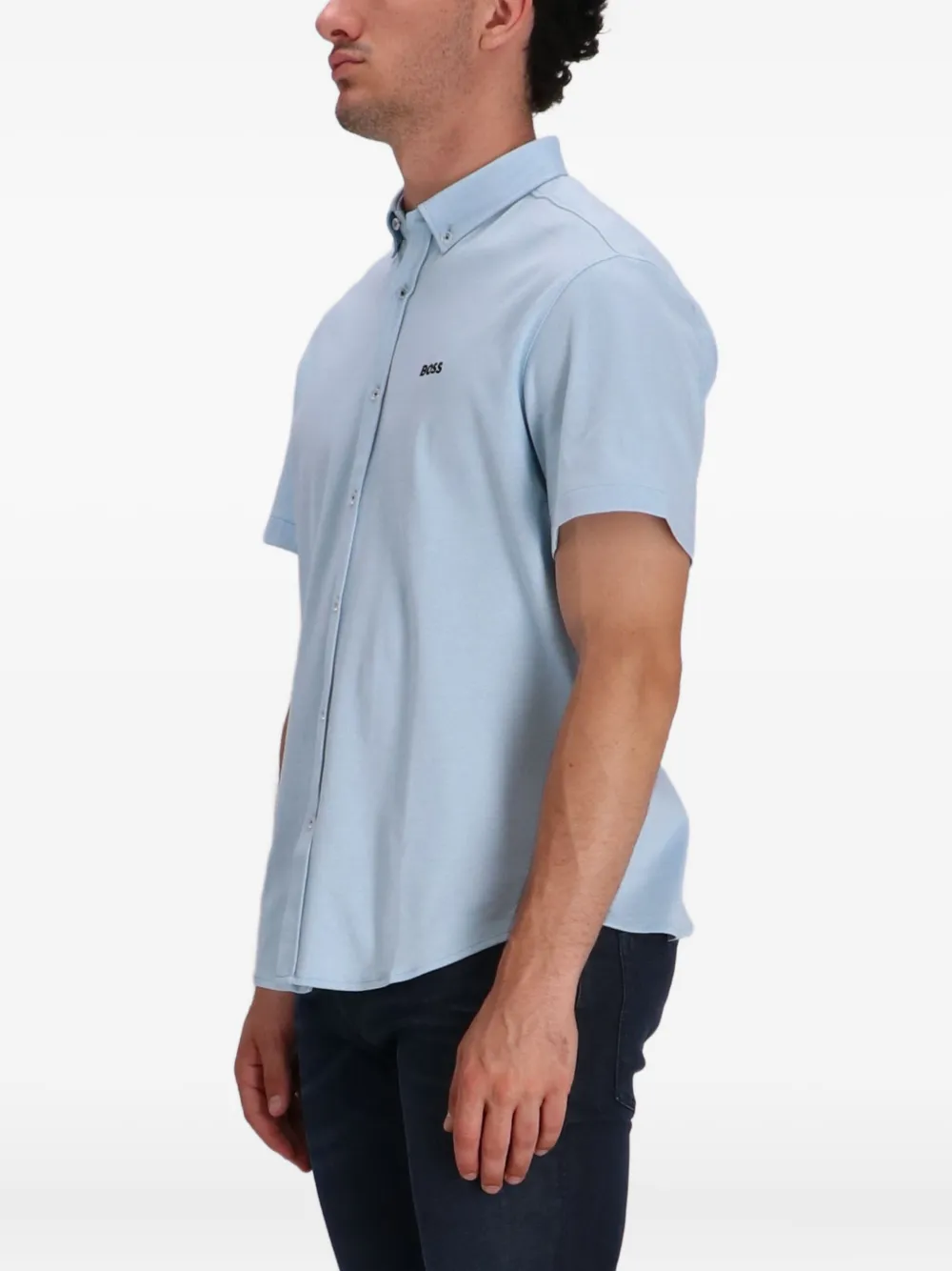 BOSS T-shirt met logodetail Blauw