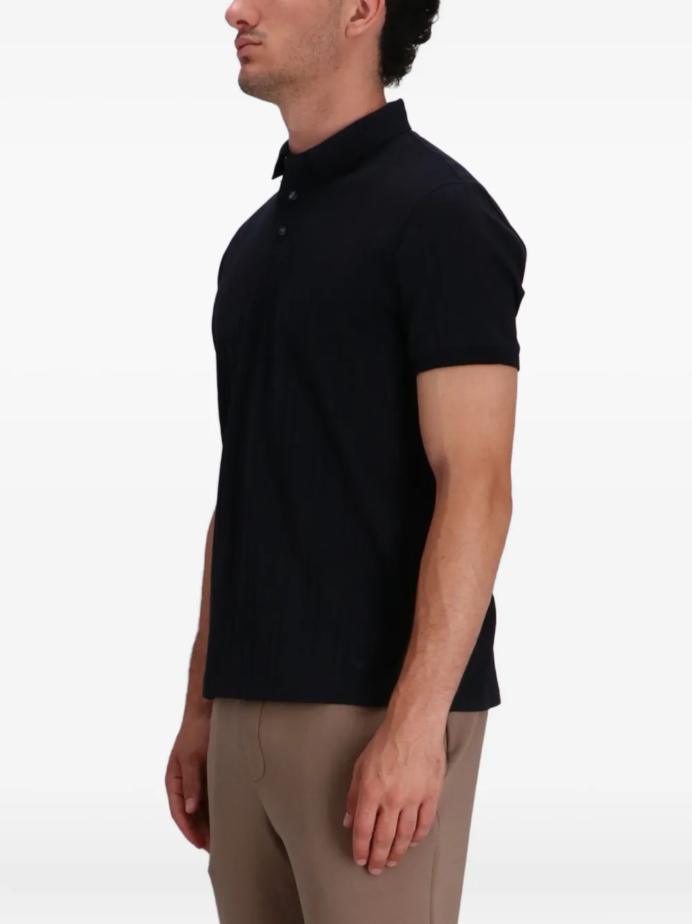 Emporio Armani Geribbeld katoenen poloshirt Zwart